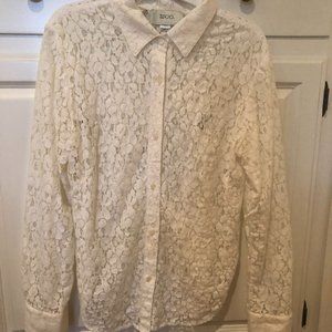 White lace button down shirt